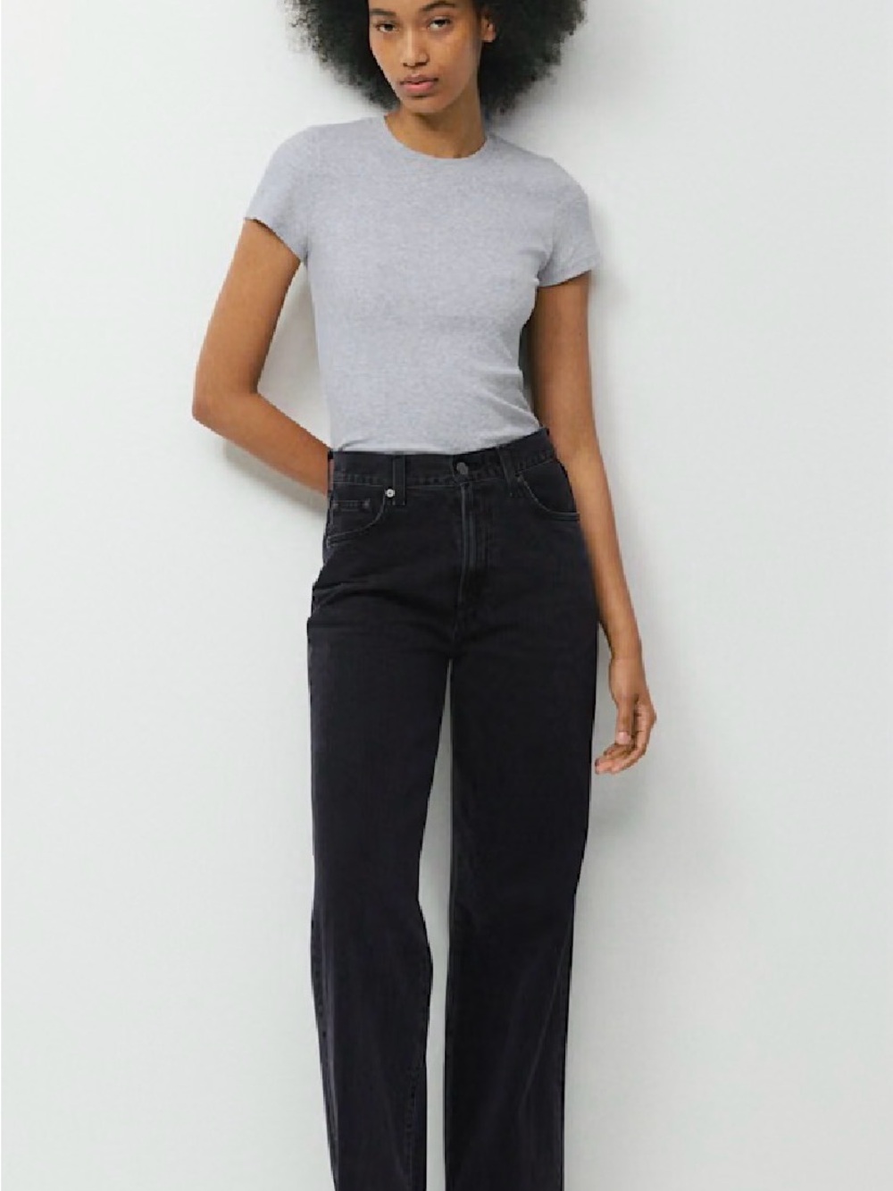 Denim Forum High-Rise Straight Leg Jeans - Black
